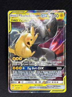 Pokemon Pikachu & Zekrom GX Tag Team TCG Sun Moon Holo Ultra Rare Card 33/181 HP - Image 1