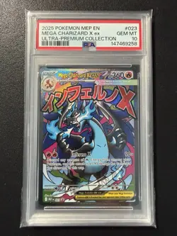 2025 POKEMON ULTRA PREMIUM COLLECTION UPC PROMO #023 MEGA CHARIZARD X EX PSA 10 - Image 1
