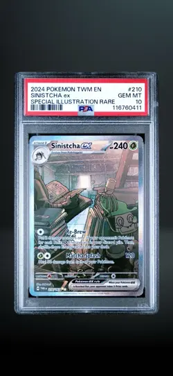 2024 Pokemon TCG Sinistcha ex Special Illustration Rare (SIR) #210 graded PSA 10 - Image 1