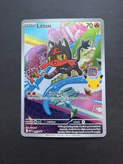 Pokemon Litten MEP 044 Mega Evolution Black Star Promo Illustration Rare NM/M - Image 1