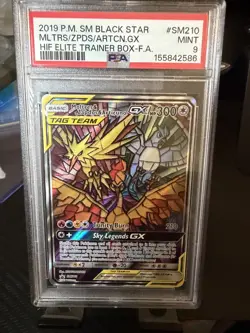 2019 POKEMON SM BLACK STAR PROMO FULL ART/MOLTRES & ZAPDOS & ARTICUNO GX PSA 9 - Image 1