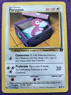 Porygon 48/82 Uncommon Team Rocket Unlimited LP Pokemon TCG - Image 1