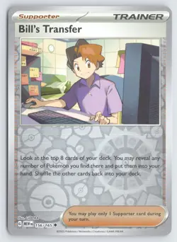 Bill's Transfer 156/165 Pokemon 151 Reverse Holo Uncommon Near Mint - Image 1