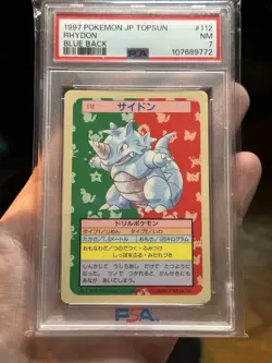 1997 POKEMON JAPANESE TOPSUN BLUE BACK #112 RHYDON PSA 9 - Image 1