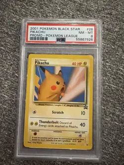PSA 8 Pikachu 26 Pokemon League Promo Black Star Pokemon - Image 1