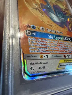 2019 Pokemon Hidden Fates Moltres/Zapdos/Articuno GX 44/68 Tag Team PSA 10 - Image 3