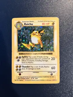 Raichu Base Set Shadowless Pokemo Holo Rare 14/102 1999 Shadowless - Image 1