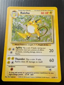 The Pokemon Company Raichu 14/102 Base Set Holo Rare 1999 Wizards - Image 1