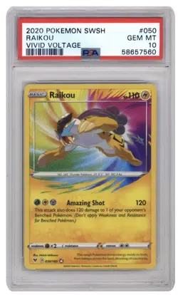 2020 POKEMON SWORD & SHIELD VIVID VOLTAGE #050 RAIKOU PSA 10 - Image 1