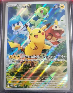 Pokemon TCG Pikachu 027 SVP Black Star Promo Full Art Holo Adventuring Together - Image 1