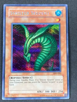 Yugioh Sinister Serpent SDD-002 Prismatic Secret Rare Unlimited MP - Image 1