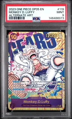 2023 ONE PIECE OP05 AWAKENING OF THE NEW ERA GEAR 5 #119 MONKEY D. LUFFY PSA 9 - Image 1