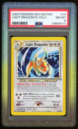 PSA 8 NM-MT Light Dragonite Holo Neo Destiny 14/105 Pokemon Card TCG - Image 1