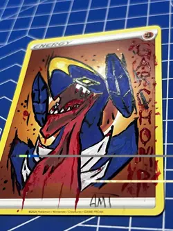Garchomp Massacre custom painted energy card - Image 1