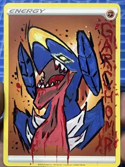 Garchomp Massacre custom painted energy card - Image 2
