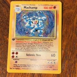 Pokemon Machamp Base Set 1st Edition Holo Rare Card 8/102 100 HP Stage 2 English - Image 1