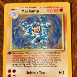 Pokemon Machamp Base Set 1st Edition Holo Rare Card 8/102 100 HP Stage 2 English - Image 3