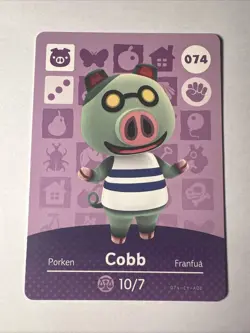 074 Cobb Amiibo Card 074 Series 1 Animal Crossing Nintendo Switch NA Region - Image 1