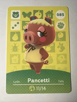 085 Pancetti Amiibo Card 085 Series 1 Animal Crossing Nintendo Switch NA Region - Image 1