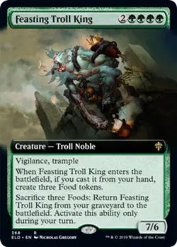 1x Feasting Troll King ~ Extended Art Light Play, English Throne of Eldraine MTG - Image 1