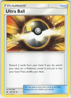 Ultra Ball 135/149 Uncommon SM Base Set Pokemon Lightly Played - Image 1