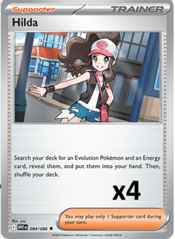 Pokemon TCG-Hilda x4 Playset White Flare 084/086 NM - Image 1