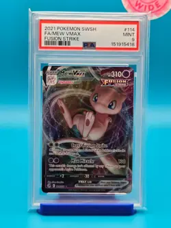 PSA 9 - 2021 POKEMON SWORD & SHIELD FUSION STRIKE 114 FULL ART/MEW VMAX - Image 1