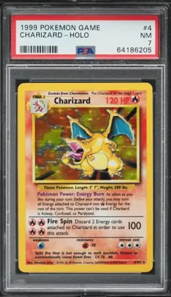 PSA 7 Charizard Base Set Holo Rare Pokemon Card #4 Nm - Image 1