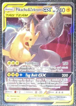 Pikachu & Zekrom GX Ultra Rare Sun & Moon 2019 Team Up Pokemon TCG Near Mint - Image 1