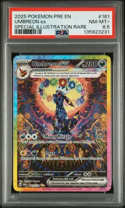 2025 Pokemon Prismatic Evolutions Umbreon ex SIR #161 PSA 8.5 - Image 1