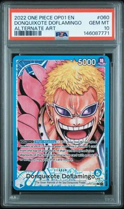 ONE PIECE ROMANCE DAWN OP01 060 DONQUIXOTE DOFLAMINGO ALT ART LEADER PSA 10 GEM - Image 1