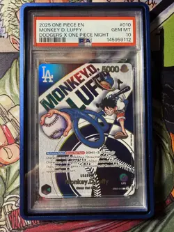 PSA 10 Dodgers Luffy Promo Exclusive One Piece Card English 2025 EB02-010 - Image 2