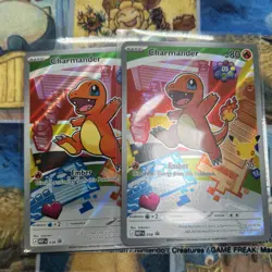 Pokemon First Partner MEP EN 038 Charmander Illustration rare Promo 2 CARD LOT - Image 1