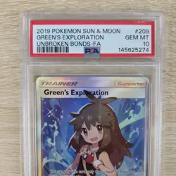 PSA 10 Green's Exploration 209/214 Unbroken Bonds 2019 Full Art Pokemon Card - Image 3