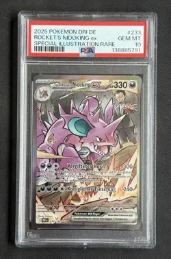 Team Rockets Nidoking ex 233 PSA 10 GEM MT Destined Rivals Pokemon German - Image 1