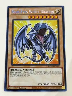 Yugioh Blue-Eyes White Dragon 1st Edition Secret Rare Chibi Art LP - Free Holo Y - Image 1
