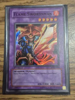 Yugioh Flame Swordsman LOB-A003 1st Edition Super Rare Very Lightly Played - Image 1