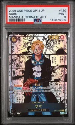 2025 ONE PIECE JAPANESE OP13-CARRYING ON HIS WILL #120 SABO MANGA ALT ART PSA 9 - Image 1