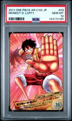 MONKEY D. LUFFY PSA 10 GEM MT 2011 ONE PIECE AR Carddass Formation 02 03 VINTAGE - Image 1