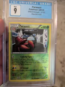 2015 Pokemon BREAKthrough Parasect Reverse Holo #2/162 CGC 9 MINT Card - Image 1