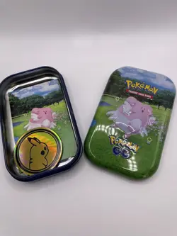 Blissey EMPTY Pokemon Go STORAGE TCG Mini Tin with jumbo coin and art card - Image 1