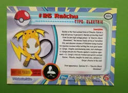 POKEMON Topps Card RAICHU #26 Non Holo Blue Logo NM TV Animation 1999! - Image 3