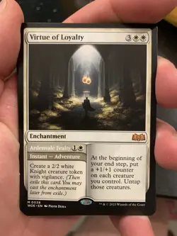 MTG Virtue of Loyalty Wilds of Eldraine Regular Mythic Near Mint - Image 1