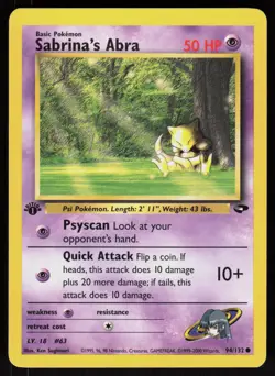 Pokemon Sabrina's Abra 94/132 Gym Challenge Common 1st Edition Near Mint - Image 1