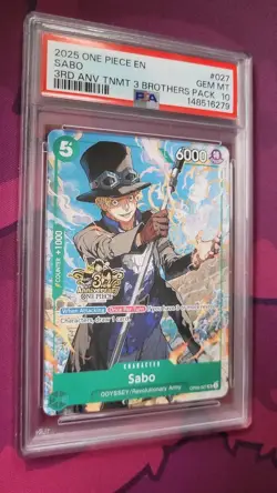 2025 ONE PIECE 3RD ANNIVERSARY TOURNAMENT 3 BROTHERS PACK #027 SABO PSA 10 - Image 1