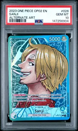 2023 ONE PIECE OP02-PARAMOUNT WAR ALTERNATE ART #026 SANJI PSA 10 - Image 1