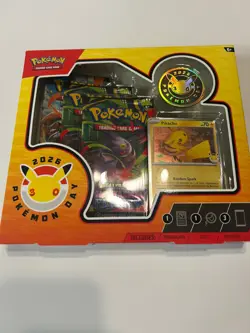 Pokemon Day 2026 TCG Collection Box Pikachu Promo Card Coin 3 Packs SEALED - Image 1