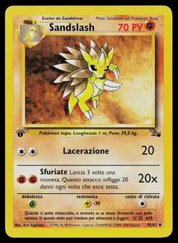 Pokemon Card Fossil Sandslash 41/62 ITALIAN 1st Edition - Image 1