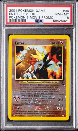 2001 POKEMON GAME MOVIE POKEMON 3 MOVIE PROMO #34 ENTEI-REVERSE FOIL PSA 8 - Image 1