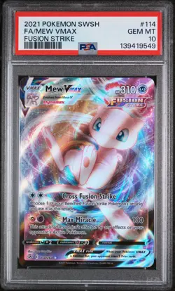 2021 POKEMON SWORD & SHIELD FUSION STRIKE #114 FULL ART/MEW VMAX PSA 10 - Image 1